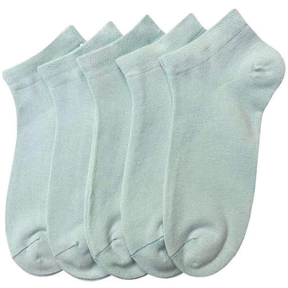 Women Bamboo Ankle Socks Thin Soft Low-Cut Lightweight Breathable Sock 5 Pairs (Blue-green,Large)