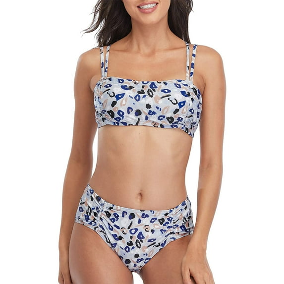 Women Bandeau Bikini Swimsuits High Waisted Bathing Suits Two Piece Bikini