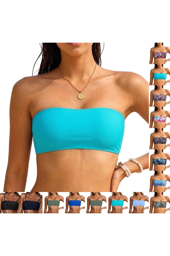 Women Bandeau Bikini Top with Removeable Strap Only Tops