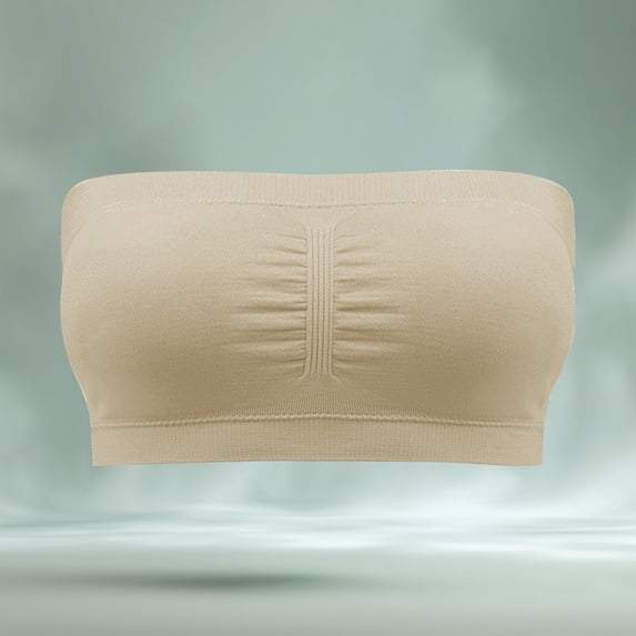 Women Bandeau Bra JIANLAI Women's Wirefree Seamless Bandeau Bra, Non-Slip Strapless Padded Tube Top Bra, Everyday Basic Bralette for Dresses & Summer Wear