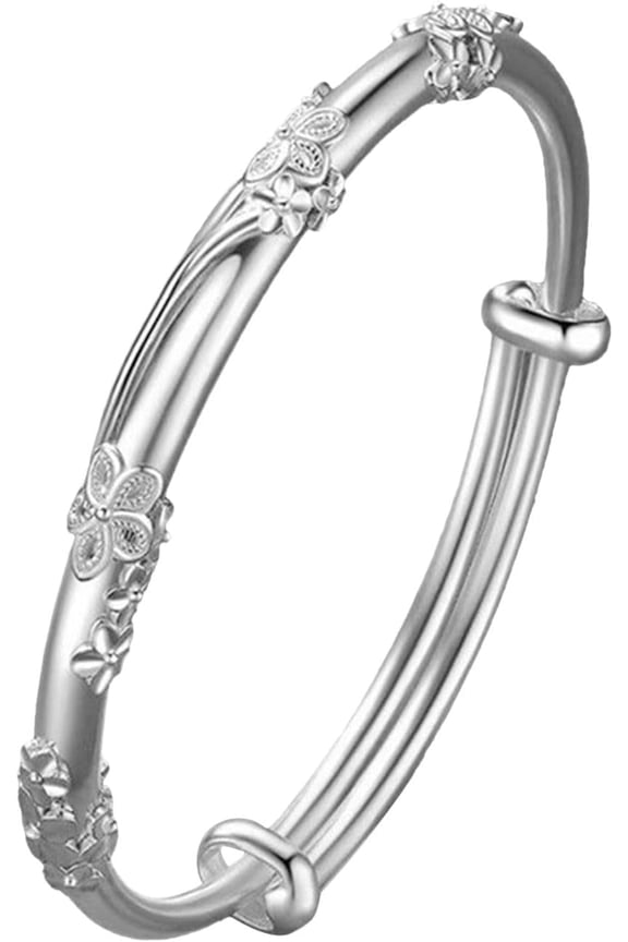 Women Bangle Bracelets 925 Sterling Silver Adjustable Bracelet Ladies Simple Jewelry Birthday Anniversary Mother Valentine Day Gifts