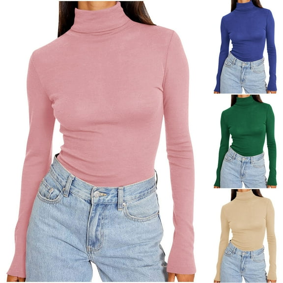 Women Base Layer Mock Neck Long Sleeve Womens Blouses Women's Comfortable Solid Color Slim Underwear Lightweight Base Shirt