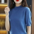 thumbnail image 1 of Womens Tops Women Base Sweater Solid Crewneck Knitwear Short Sleeve Pullover Slim Knitted Bottoming Shirt for Autumn Winter Shirts for Women, 1 of 4