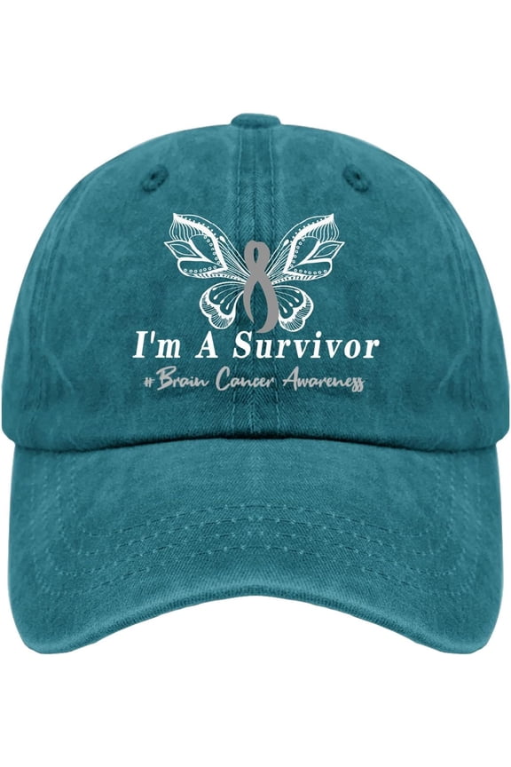 Women Baseball Cap Cancer Pickleball Hats for Men Ball Hat Trendy Brain Cancer Awareness I’m Survivor Baseball Hat Women Cyan Blue