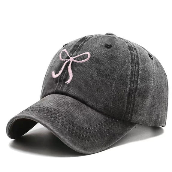 Women Baseball Cap Stylish Women's Denim Baseball Hat with Embroidered Bow Korean Cute Design Adjustable Sun Cap for Everyday Wear