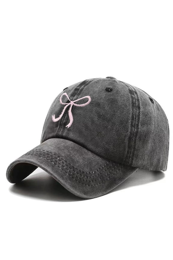 Women Baseball Cap Stylish Women's Denim Baseball Hat with Embroidered Bow Korean Cute Design Adjustable Sun Cap for Everyday Wear