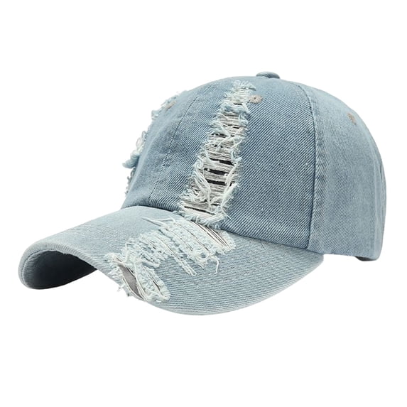 Women Baseball CapMen Ladies Hat Fashion Baseball Cap Ripped Denim Buckle Outdoor Sunshade Hat