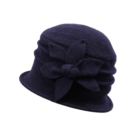 Women Baseball CapWool Mother Hat Outdoor Warm Windproof Wool Basin Hat Flower Topper Hat