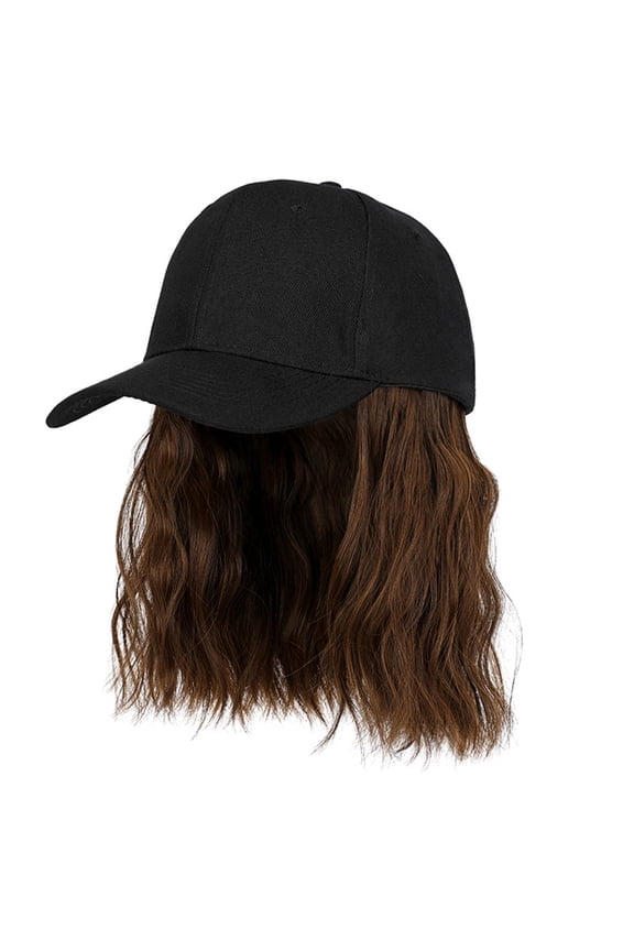 Women Baseball Hat with Attached Short Curly Hair Detachable Natural and Soft Bob Hair Baseball Cap for Female