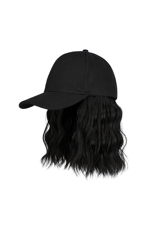 Women Baseball Hat with Attached Short Curly Hair Detachable Natural and Soft Bob Hair Baseball Cap for Female