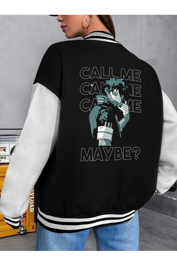 Women Baseball Jacket Call Me Maybe Dabi Anime Art Big Size Women Hoodie Todoroki Academia Anime Store Blue Flames Japanese Aesthetic Baseball Jacket For Women