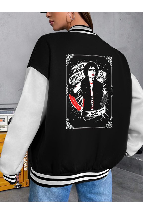 Women Baseball Jacket Don't Dream It Be It Big Size Women Hoodie The Rocky Horror Picture Show Tim Curry Time Warp Transvestite Baseball Jacket