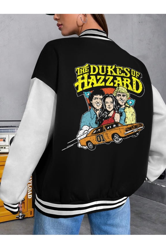 Women Baseball Jacket Dukes of Hazzard Retro TV Classic Hoodie - Vintage Varsity Jacket for Ladies TV Show Fan Gift