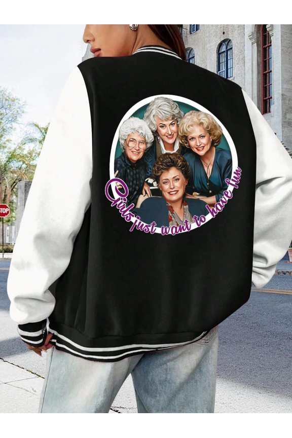 Women Baseball Jacket Golden Big Size Women Hoodie Bea Arthur Betty White TV Ladies Varsity Jacket S