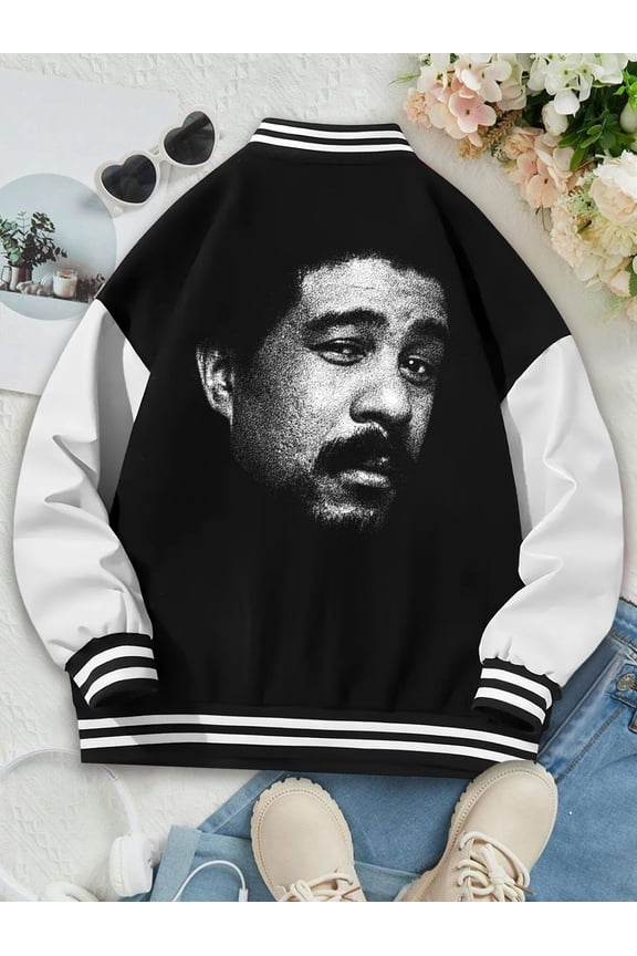 Women Baseball Jacket Retro Richard The Mack Pryor Big Size Women Hoodie Comedy Humor Vintage Bomber Jacket Ladies Style 70s 80s