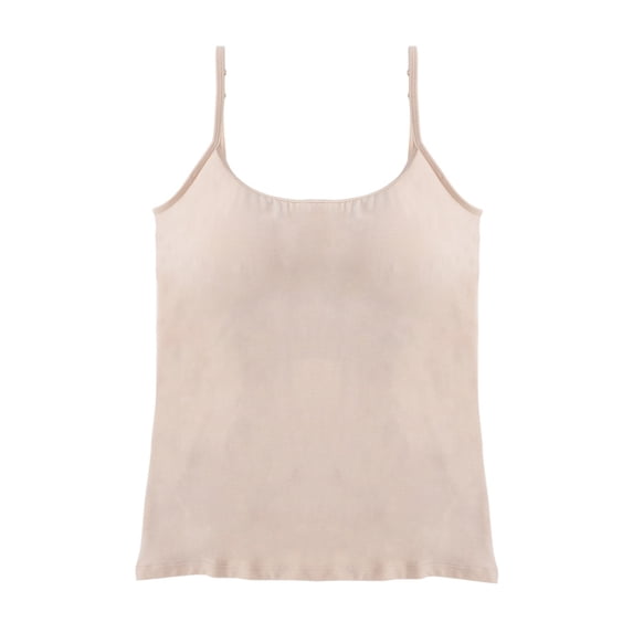 Women Basic Camisole Adjustable Camisole Spaghetti Strap Tank Top,with Built in Shelf Bra,Nude,S