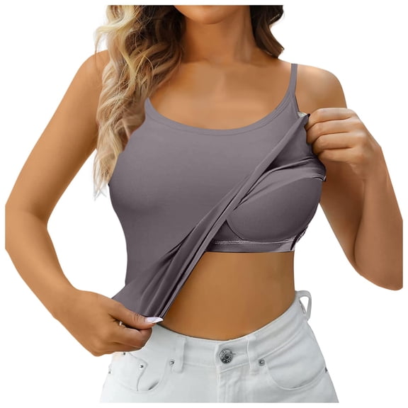 Women Basic Camisoles Casual Tank Tops High Elastic Base With Breast Pad Over The Short Vest Y2K Cami Undershirts