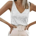 thumbnail image 1 of Women Basic Camisoles Casual Tank Tops Sequin V Neck Glittering Evening Wear With Straps Cute Cami Undershirt, 1 of 5