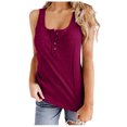 thumbnail image 1 of Women Basic Camisoles Casual Tank Tops Solid Half Button U Neckline Ribbed Knitted Going Out Cami Top, 1 of 7