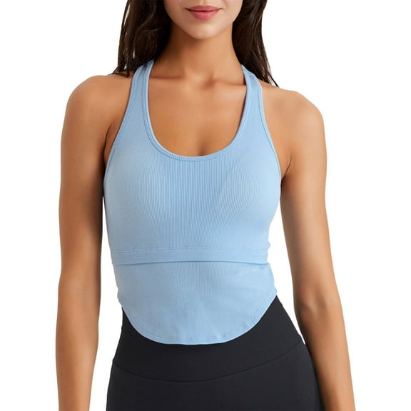 Women Basic Camisoles Casual Tank Tops Sports Running Fitness Solid Racerback Summer Sleeveless Casual Shirts