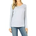 thumbnail image 1 of Women Basic Cotton Relaxed Fit V-Neck(S-3X) Long Sleeve T-Shirt Top (Single & Multi-Packs Available), 1 of 4