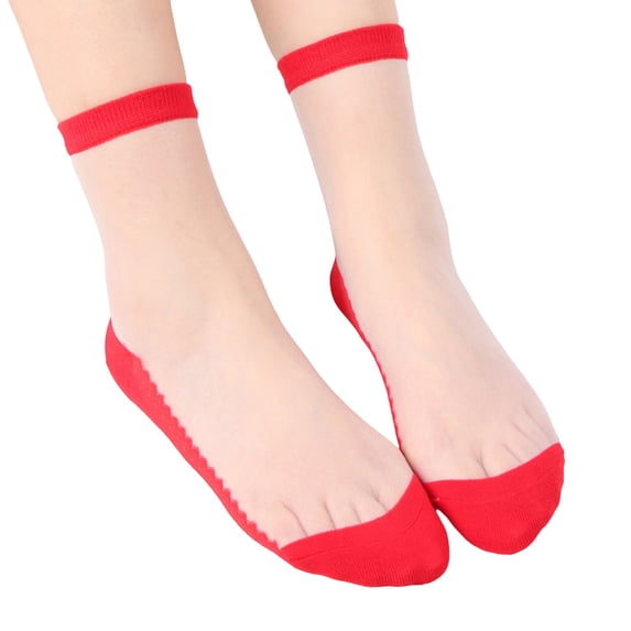 Women Basic Crystal Silk Socks Solid Color Sheer Ankle Socks
