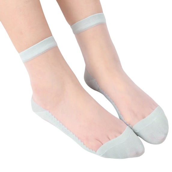 Women Basic Crystal Silk Socks Solid Color Sheer Ankle Socks