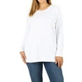 thumbnail image 1 of Women Basic Round Crew Neck Long Sleeve Stretch Cotton Spandex T-Shirts, 1 of 4