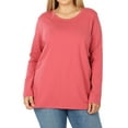 thumbnail image 1 of Women Basic Round Crew Neck Long Sleeve Stretch Cotton Spandex T-Shirts, 1 of 4