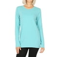 thumbnail image 1 of Women Basic Round Crew Neck Long Sleeve Stretch Cotton Spandex T-Shirts, 1 of 4