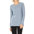 thumbnail image 1 of Women Basic Round Crew Neck Long Sleeve Stretch Cotton Spandex T-Shirts, 1 of 4