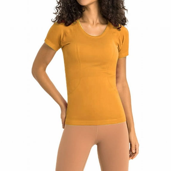Women Basic Round Neck Short Sleeve T Shirt Solid Form Fit Workout Yoga Athletic Sports Tee Shirt Casual Top Big Shirt Long Sleeve Compression Shirt Womens Loose Fit Tops Long Sleeve Layering Shirts