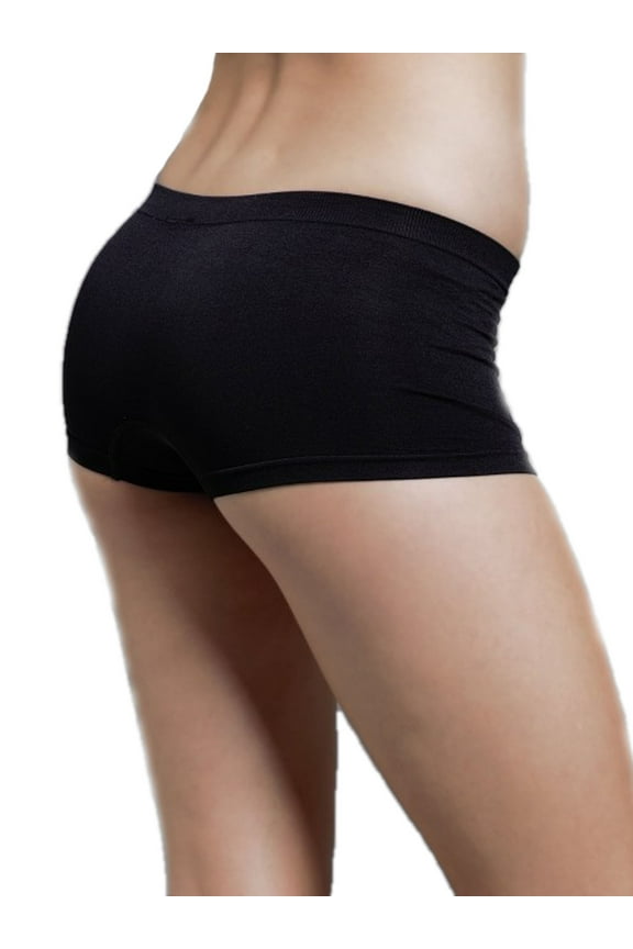 Women Basic Solid Color Seamless Dance Exercise Mini Panties Boy Shorts Brief Spankies
