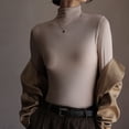 thumbnail image 1 of Women Basic Turtleneck Top Soft Stretch Long Sleeve Shirt Solid Color Base Tops, 1 of 10
