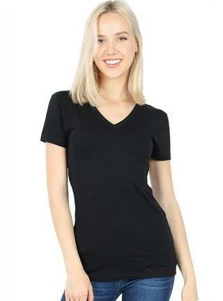 Ladies black v neck t best sale shirt