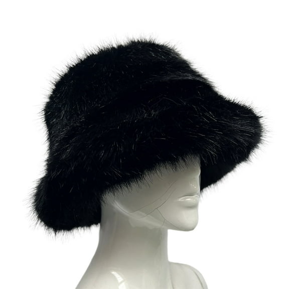 Women Basin Hat Faux Fur Rich Colors Soft Thickened Fluffy Keep Warm Decorative Creative Design Bucket Hat Clothes Accessory