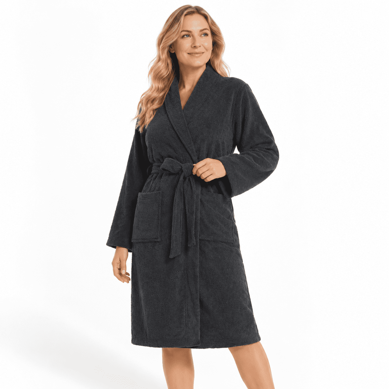 Women Bath Robes Terry Cloth Towel Robe Length Bathrobe With Pockets ...