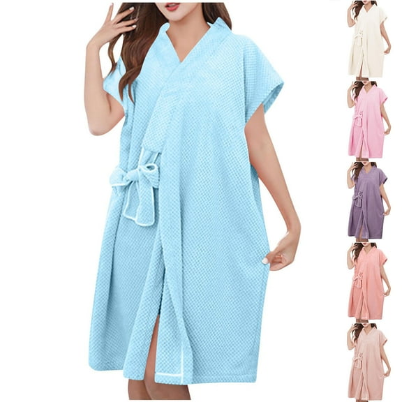 Women Bath Towel Robe Wrap Spa Shower Dress Quick Dry Absorbent Bathrobe Soft Terry Cloth Loungewear