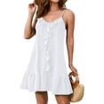 thumbnail image 1 of Women Bathing Suit Cover Up Ruffles Beach Dress Spaghetti Strap Swimsuit Coverup Vacation Outfits, 1 of 6