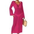 thumbnail image 1 of Women Bathing Suit Cover Up Swimsuit Cover up Elegant Backless Beach Dress with Keyhole Front Bikini Long Flare Sleeve Summer Beach Dress Crochet Hollow Out Coverup Alsol Lamesa, 1 of 5