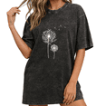 thumbnail image 1 of Women Be The Light Sunburst Graphic Tops Round Neck Printed Washed Cotton T-Shirt Black S-2XL Plus Size, 1 of 5