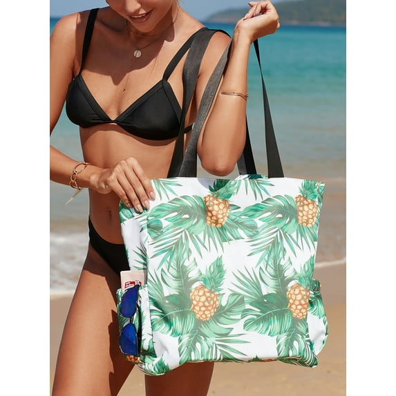Women Beach Bag Large Capacity Shoulder Bags Tote Handbags Zipper Waterproof Sandproof Beach Bags Pool Bag Fashion Handbag For Picnic Beach Travel Gym Shopping Daily Bags Upgraded