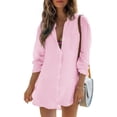 thumbnail image 1 of Women Beach Cover Shirt Button Up Shirt Summer Top Long Sleeved Bikini Swimsuit Top, 1 of 4