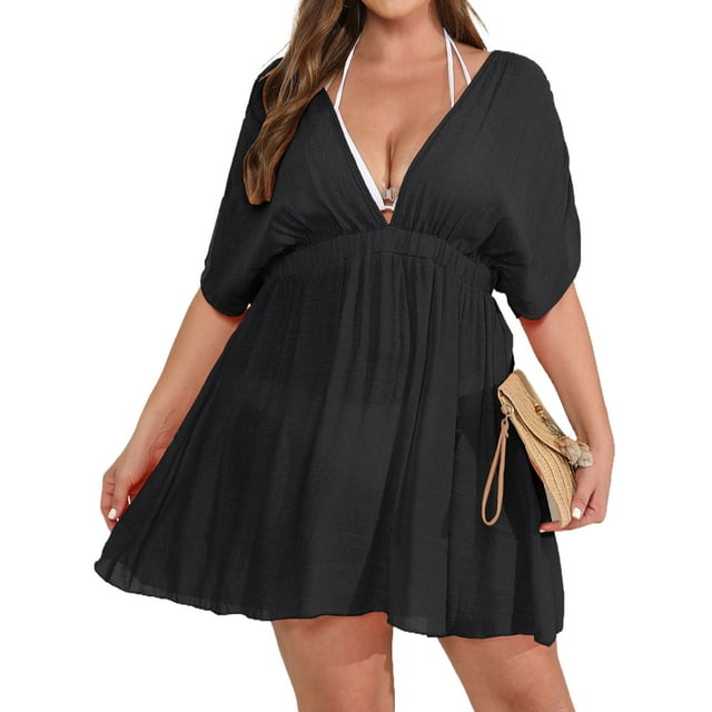 Women Beach Cover Up Plus Size Bathing Suit Coverup Bikini Swimwear
