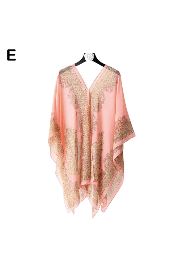 Women Beach Cover Up Poncho Beachwear Dress Summer Swimwear Kaftan Top D2K1