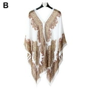 Women Beach Cover Up Poncho Beachwear Dress Summer Swimwear Kaftan Top Q4X5