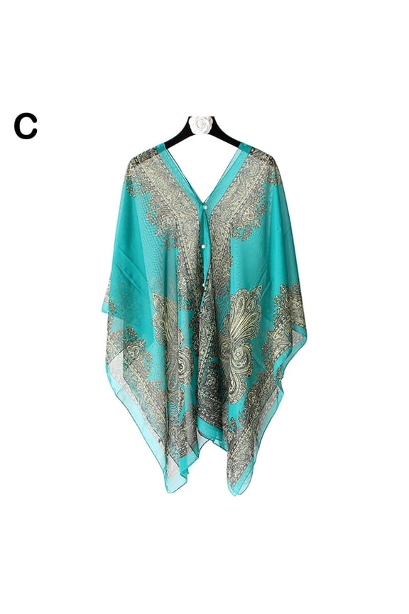 Women Beach Cover Up Poncho Beachwear Dress Summer Swimwear Kaftan Top Y1E3