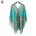 thumbnail image 1 of Women Beach Cover Up Poncho Beachwear Fashion Summer Shawl Chiffon Beach Bikini Buttons Loose Top With Scarf Kaftan T2m0 Blouse, 1 of 9