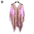 thumbnail image 1 of Women Beach Cover Up Poncho Beachwear Fashion Summer Shawl Chiffon Beach Bikini Buttons Loose Top With Scarf Kaftan T2m0 Blouse, 1 of 9