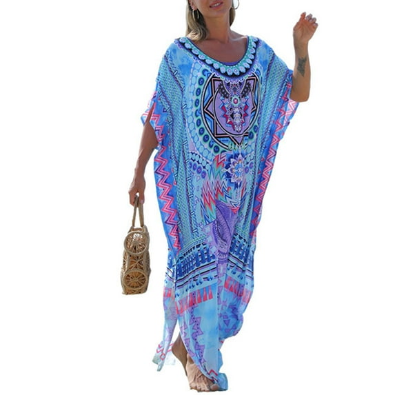 Women Beach Cover Up Short Sleeve Button Down Sleep Shirt Dress Swimsuit Color Cover Up Colorful Printed Beachwear Cover